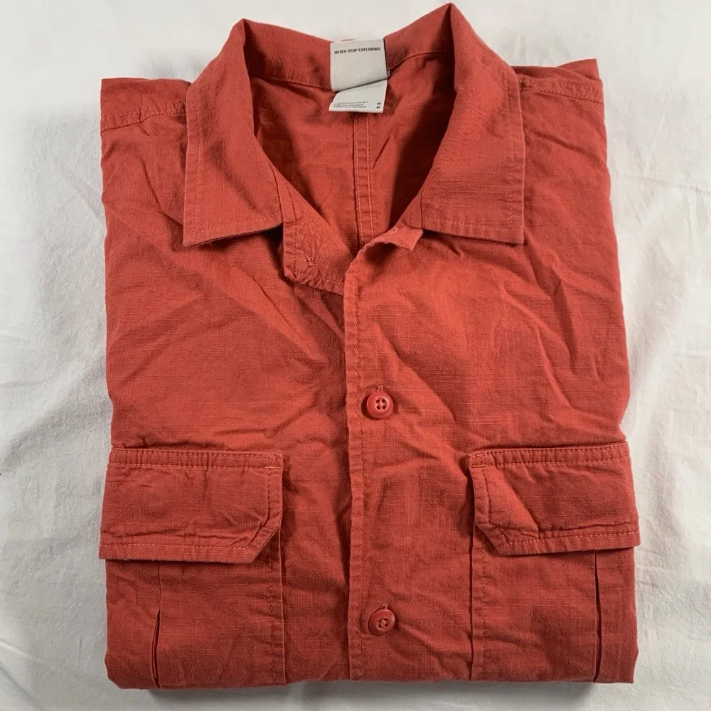 The North Face Men's Size M Orange  Long Sleeve Button Up Camp Shirt Heavyweight